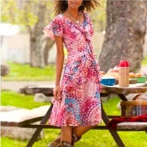 Sundance 100% Silk Multicolor Ruffle Dress